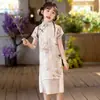 Cheongsam de Niña Verano Delgado Falda Cheongsam de Niña Falda de Princesa Estilo Occidental para Bebé Niña Falda Cheongsam Estilo Chino