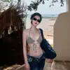 Nuevos fabricantes de Corea del Sur estrella traje de baño pata de gallo tirante cruzado bikini sexy traje de baño mujeres