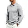 2026 Comercio Exterior Transfronterizo Primavera y Otoño Nuevo Peso Pesado Cuello Solapa Botones Deportivo Color Sólido Holgado Casual Camisa Polo de Manga Larga para Hombre