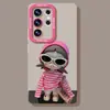 Adequado para Capa de Celular Boneca Menina Samsung Galaxy S26 S25Ultra Silicone S24+ Fofa S23 Case Desenho Animado