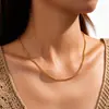 Colar Corrente Torcida Estilo Ins em Aço Titânio Ouro 18K, Corrente Lisa Simples de Aço Inoxidável Unissex, Acessório Minimalista Exquisito, Não Desbota, para Mulheres