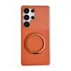 Textura de Cuero Aplicable para Funda de Teléfono Samsung S26 Ultra Soporte Magnético Giratorio 360 S25 Cubierta Protectora de Cuero Anti-caídas