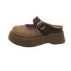 Medias Pantuflas Cerradas de Suela Gruesa para Mujer, Uso Exterior de Verano, Nuevas Sandalias Slip-On Estilo Británico Primavera 2025