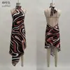 Vestido Europeo y Americano 2026 Nuevo Transfronterizo Comercio Exterior Estampado Ajustado Sexy Sin Espalda Sin Mangas Estampado de Cebra Cuello Halter