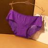 Ropa interior de verano estampada de Seda de Hielo sin costuras para mujer, sexy, cómoda, de color sólido, de talle medio, con encaje hueco, para mujer