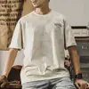 Camiseta de Manga Corta Fresca y Refrescante Jereno para Hombre Verano Holgada Talla Grande Teñido en Nube Lavada Retro Americano Casual Top t