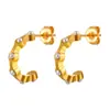 Aretes de Perlas con Forma de Media C de Nicho Estilo Ins Transfronterizo para Mujer Acero Titanio Electrochapado Oro Pvd Joyería de Moda Europea y Americana