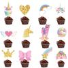 Unicornio de Dibujos Animados Arcoíris Estrella Pegaso Niños Fiesta de Cumpleaños Pastel Inserto Tarjeta Inserto Suministros de Decoración de Cumpleaños