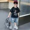 Conjunto de Verano para Niños 2026 Nuevo Estilo Coreano Ropa Fresca y Elegante para Niños Pequeños Conjunto de Dos Piezas Delgado de Manga Corta de Verano para Niños