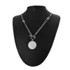 Collar con Colgante de Hebilla de Letra Larga Cadena para Clavícula de Mujer Cadena de Cuello Ins Tendencia Hip-hop Estilo Frío Cadena para Suéter Accesorios