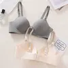 Lencería sin costuras para mujer en verano, simple y cómoda, los pechos pequeños se juntan para hacer que parezcan más grandes, sujetador sexy anti-caída con tirante de letras expuestas
