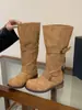 Chuyuji 2026 Verano Nuevo Estilo Retro Europeo y Americano Hebilla de Cinturón Botas de Motocicleta para Mujer, Invierno Punta Redonda Botas de Media Caña Apiladas para Mujer