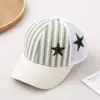 Gorra de béisbol de malla casual coreana y japonesa para niños, nuevo sombrero de sol de verano para niñas, gorra a rayas con letra TAKE para niños, transfronterizo