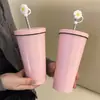 Taza con Popote para Coche de Acero Inoxidable con Texto Grabado, Taza de Café Portátil, Taza Térmica de Acero Inoxidable, Taza de Regalo, Taza de Agua para Coche