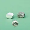 Nuevas Cuentas Espaciadoras Cuadradas Geométricas de Plata Hechas a Mano Estilo Retro Línea de Plata de Ley S925 Pulsera con Cuentas DIY Collar Accesorios de Plata