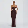 Moda femenina europea y americana transfronteriza 2026 sexy escote en V profundo espalda descubierta atado a la cintura corte ajustado abertura alta vestido de noche