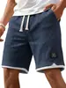 2026 Amazon Europa Verão Masculino Novo Casual Diário Waffle Cor Contrastante Bordado Shorts Largos