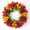 Guirlanda de Tulipas Artificiais Estilo Primavera Transfronteiriça, Guirlanda para Decoração de Casa Pendurada na Porta, Enfeite de Feriado de Natal Guirlanda de Videira Pendurada na Parede