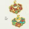 Colgante antiguo de oro con incrustaciones de perlas y esmalte de color, hecho a mano, joyería DIY, collar, cadena para suéter, colgante de candado de longevidad, accesorios