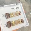 Uñas Postizas Estilo Hong Kong de Belleza para Mano con Armadura, Diamantes Champagne Flash, Uñas Postizas Ojo de Gato Explosiones, Parche para Uñas Otoño e Invierno