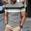 Suéter fino casual de verano para hombre, estilo americano, cuello redondo, manga corta, bloques de color, transfronterizo