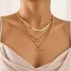 Collar de cadena de cobre simple, personalizado, transfronterizo europeo y americano, con múltiples elementos, de aleación geométrica de moda, joyería en forma de T para mujeres