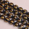 Directo de fábrica bronceado natural mantra de seis sílabas ágata negra cuentas redondas cuentas sueltas productos semiacabados cuentas al por mayor hechas a mano