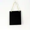 Pingente de artesanato em madeira atacado mini criativo decoração de casa quadro-negro pequeno pingente quadrado corda de cânhamo quadro de mensagens