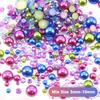 Perlas de ABS de Alto Brillo Coloridas Galvanizadas de Media Ronda Mezcladas con Pedrería de Resina 3-10 mm Perlas de ABS de Venta Caliente en Amazon Joyería DIY