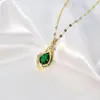 Collar de Gota de Agua de Jade Mismo Estilo que las Celebridades de Internet Fotografía Callejera Cadena para Clavícula Femenina Fresca Natural Moda Retro Colgante de Circonita Microincrustado