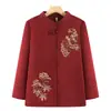 Ropa nueva de otoño e invierno para mujeres de mediana edad y mayores, abrigo bordado para la abuela, ropa de talla grande para personas mayores de 70 años, top estilo Tang de cuello alto, grueso