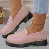 Mocasines de Primavera y Otoño 2024 Talla Grande Casuales Estilo Británico Esmerilados Zapatos de Mujer Tacones Gruesos Suelas Gruesas Comercio Exterior Retro