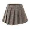 1753-25 Nuevo Estilo Otoño Estilo Francés Preppy Sexy Casual Forrado Cuadros Plisado Falda Corta