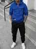 Conjunto deportivo casual con sudadera con capucha de peso pesado forrada de polar y pantalones cargo para hombre, talla europea, moda casual, transfronterizo de Amazon