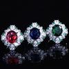 Anel de tesouro de cor safira tansan imitação atacado transfronteiriço luxo zircônia diamante total diamante de alto carbono vermelho sangue de pombo anel aberto