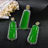 Calcedônia verde grande pingente fluorescente verde colar camisola cadeia esmeralda alta gelo imperador colar de calcedônia verde