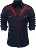 Camisa Casual de Manga Larga para Hombre Estilo Vaquero Transfronteriza 2025 Retro Impresión 3D Talla Grande Holgada Cárdigan
