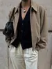 Chaqueta de Ante para Mujer 2026 Invierno Transfronteriza Europea y Americana Retro Khaki Maillard Holgada Chaqueta Abrigo con Solapa