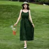 Novo Vestido de Verão com Alças de Algodão e Seda para Mulheres, Elegante e Emagrecimento, Vestido Longo Casual para Férias na Praia