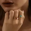 Anillo Minimalista para Mujer Estilo Europeo y Americano de Moda para el Día de San Valentín, Doble Lágrima Piedra de Nacimiento, Personalizado a Juego con Piedra de Nacimiento de Diciembre