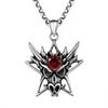 Vintage Moda Vermelho Gemstone Preto Onyx Pingente Personalidade Agressivo Titânio Aço Colar Masculino SP454