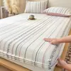 Juego de Sábana Bajera Ajustable de Algodón Puro Lavado Jacquard Pieza Única 100% Algodón Funda de Sábana Protector de Colchón Juego de Tres Piezas