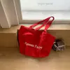 Bolso de Lona con Letras Estilo Ins Coreano 2024 Nuevo Rojo Estudiante Ropa de Trabajo Versátil Gran Capacidad Bolso de Hombro para Mujer