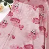 Tela Estampada de Panda con Hojas de Loto Rosa Suave Chaleco para Niños Cheongsam Tela Jacquard de Seda Acetato en Stock