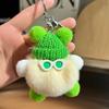 Lindo colgante de bolsa de bola de carbón con pelo de conejo de imitación, mochila escolar, muñeco feo, llavero de coche con muñeco de dibujos animados.