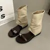 Sandálias Anabela Retrô Simples e Estilosas para Mulheres, Novas Botas Curtas Versáteis para o Verão de 2026 com Aumento de Altura Escondido, Tendência de Sandálias Romanas