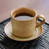 Taza y Platillo de Cerámica para Café Mimosa con Esmalte de Horno de Fábrica, Taza de Porcelana para el Hogar, Taza de Té de Alta Gama, Taza para el Té de la Tarde