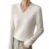 Nuevo suéter de punto de manga larga con cuello en V para primavera y otoño/invierno para mujer, jersey de talla grande, patrón de espina de pescado, corte ajustado, venta al por mayor