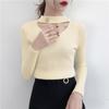 Camiseta Base de Punto Estilo Suave para Mujer, Nuevo Diseño Otoño Temprano 2024, Prenda Interior Tipo Suéter, Top Único de Manga Larga