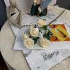 Nova Flor Artificial com 6 Galhos para Decoração de Casamento, Arranjo de Flores Rosas, Flor de Seda para Celebração de Casamento, Decoração de Sala de Estar, Flor Falsa